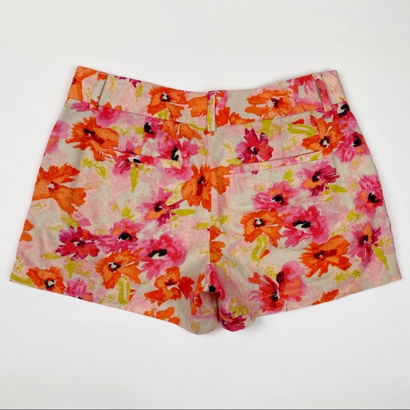 Ann Taylor LOFT Floral Linen Blend Chino 4" Shorts - Size 0 - Picture 1 of 3